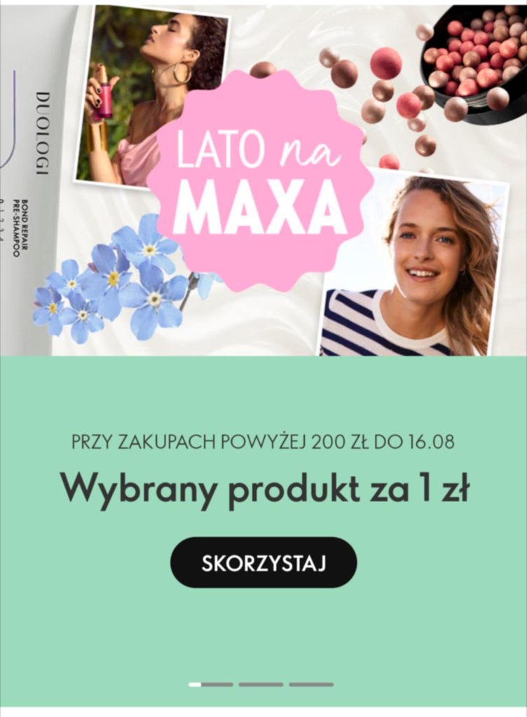 klientka Oriflame wybrany produkt za 1 zł