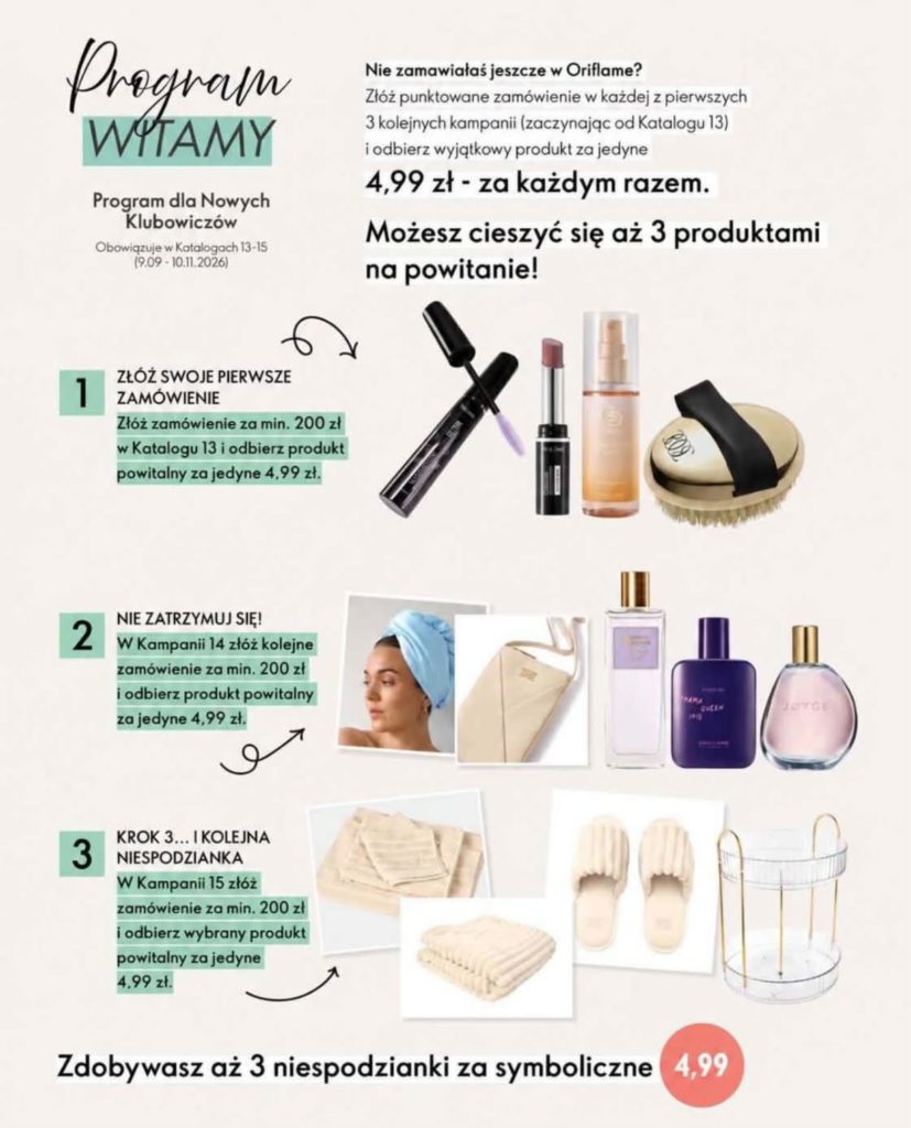 zakupy Oriflame rejestracja nagrody